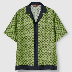 MADE IN ITALY GUCCI GG PRINTED 100% SILK SHIRT
